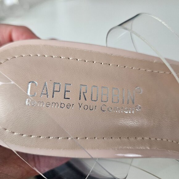 Womens Size 6 Clear Ankle Strap Block Nude Heel Strappy Sandals Shoes Stylish - Picture 8 of 11